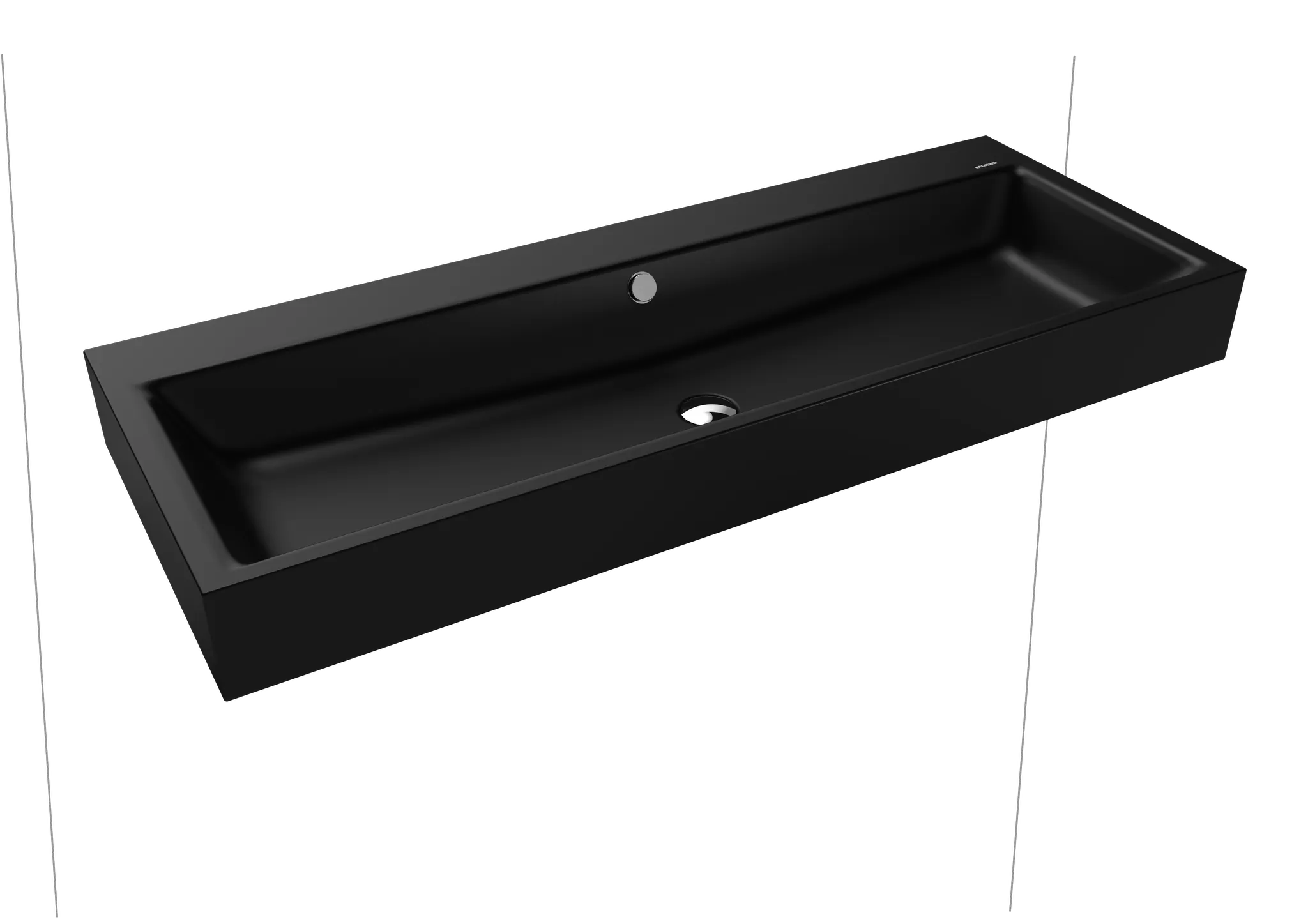 Doppelwaschtisch „Puro“ 120 × 46 cm, mit Überlauf, ohne Hahnlochbohrung in schwarz matt mit Perl-Effekt