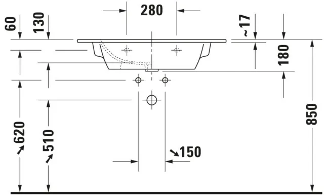 Wandwaschtisch „ME by Starck“, mit Überlauf in Weiß Hochglanz Wandwaschtisch „ME by Starck“, mit Überlauf in Weiß Hochglanz