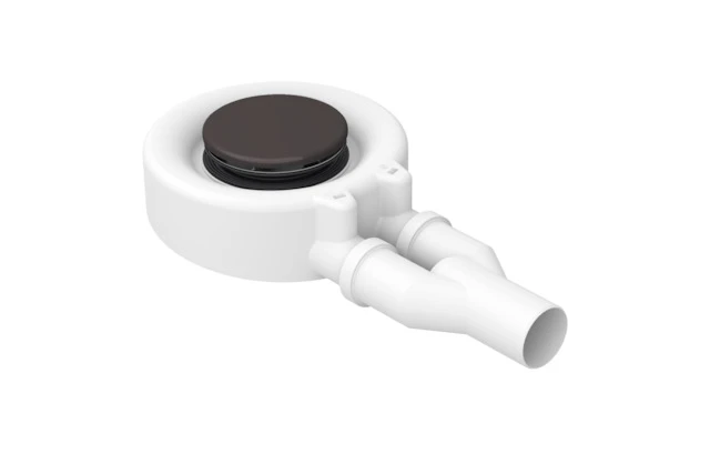 Bette Ablaufgarnitur BetteScope smoke Antirutsch Pro - seitlicher Ab- und Überlauf für Duschfläche/Duschwanne, 0,85 l/s, 370x210x80 mm, Kunststoff, glasierter Titan-Stahl