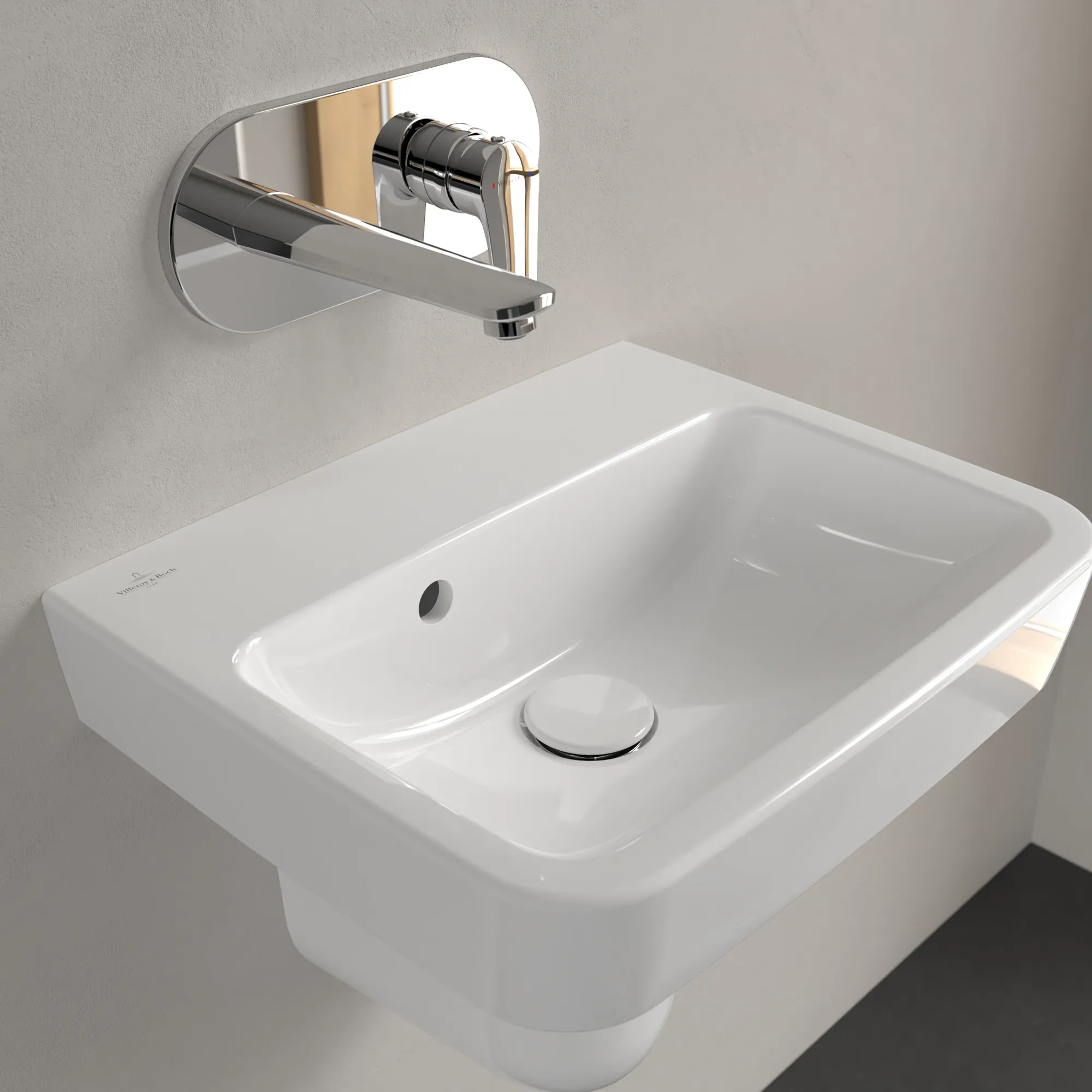 Villeroy & Boch Handwaschbecken „O.novo“ 450 × 370 × 160 mm, für Becken mittig, ohne Hahnlochbohrung in Weiß Alpin Villeroy & Boch Handwaschbecken „O.novo“ 450 × 370 × 160 mm, für Becken mittig, ohne Hahnlochbohrung in Weiß Alpin