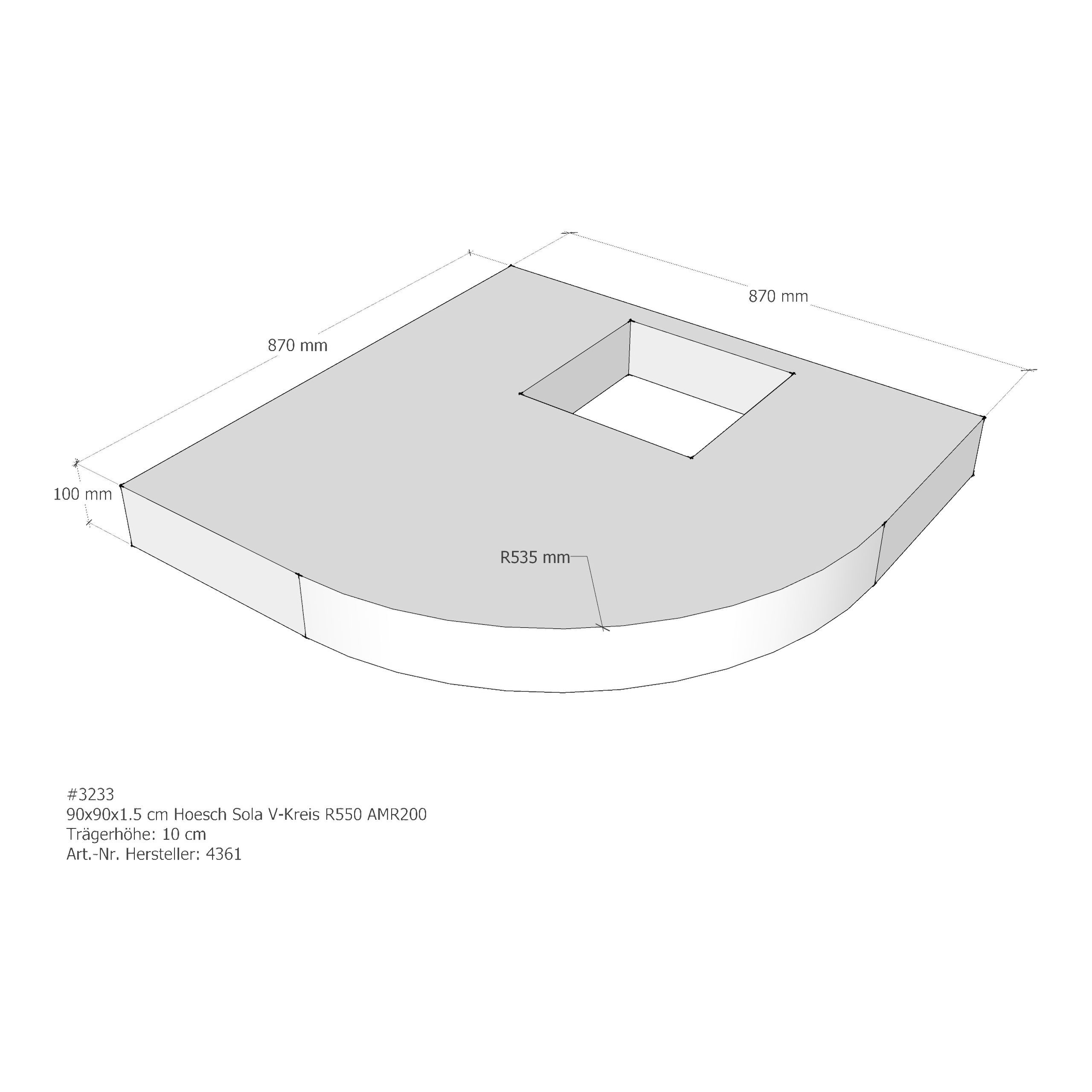 Duschwannenträger für Hoesch Sola 90 × 90 × 1,5 cm Duschwannenträger für Hoesch Sola 90 × 90 × 1,5 cm