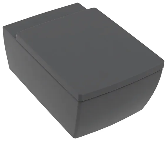 Wand-Tiefspül-WC DirectFlush „Memento 2.0“ 37,5 × 34,5 × 56 × 56 cm in Graphite, Abgang waagerecht, ohne Spülrand