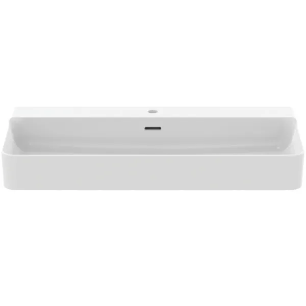 Waschbecken „Conca“ 100 × 45 × 16,5 cm, Hahnlochposition mittig in Seidenweiß Waschbecken „Conca“ 100 × 45 × 16,5 cm, Hahnlochposition mittig in Seidenweiß