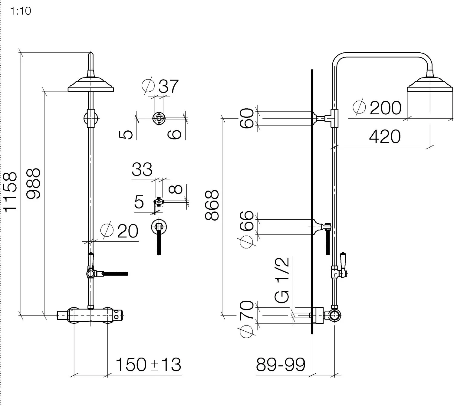 Shower Pipe mit Brause-Thermostat ohne Handbrause FlowReduce MADISON Chrom 34458360