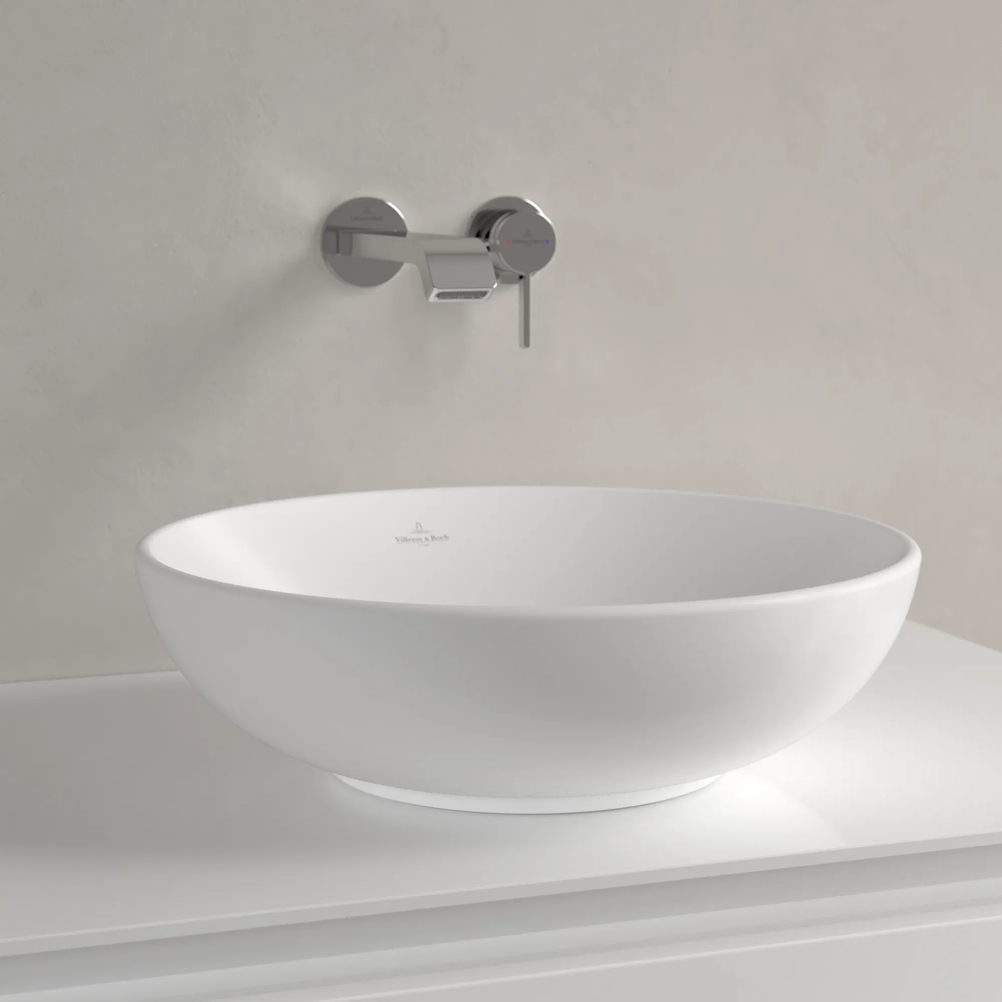 Villeroy & Boch Aufsatzwaschbecken Loop & Friends, 420x420x150 mm, Stone White CeramicPlus, TitanCeram, matt