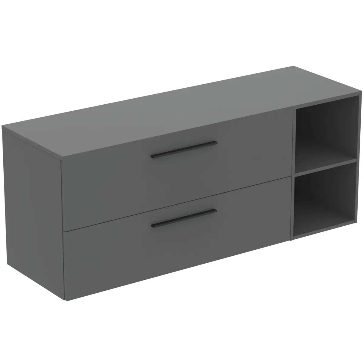 Möbel-Set 160cm i.life B 2 Auszüge 2 offene Fächer Griff Schwarz Weiß matt