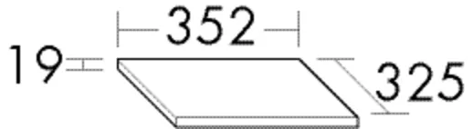 Abdeckplatte, dekorgleich mit Front, Tiefe: 325 mm, Breite: 352 mm, Höhe: 19 mm