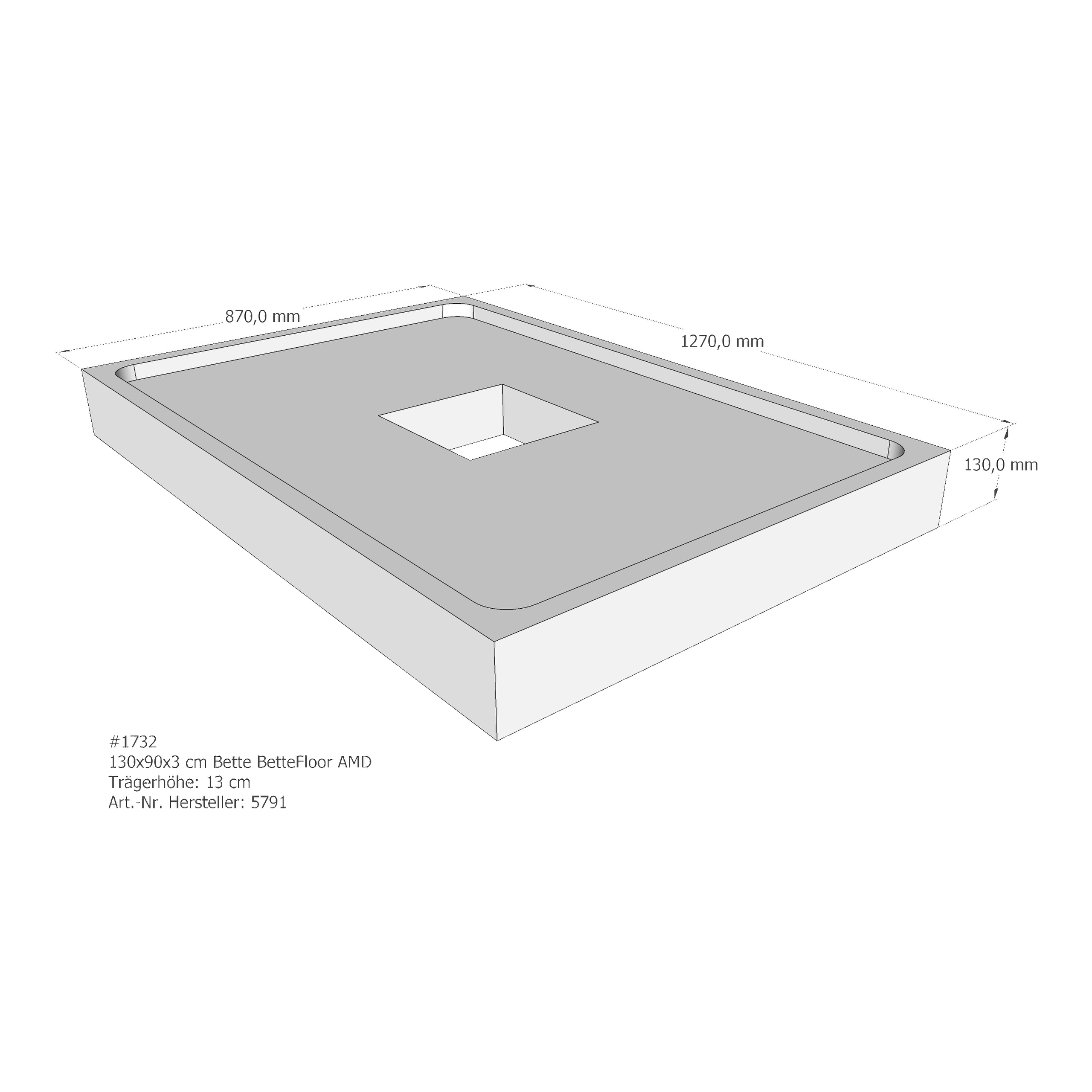 Duschwannenträger für Bette Floor 130 × 90 × 3 cm Breite: 90 cm / Länge: 130 cm Duschwannenträger für Bette Floor 130 × 90 × 3 cm Breite: 90 cm / Länge: 130 cm