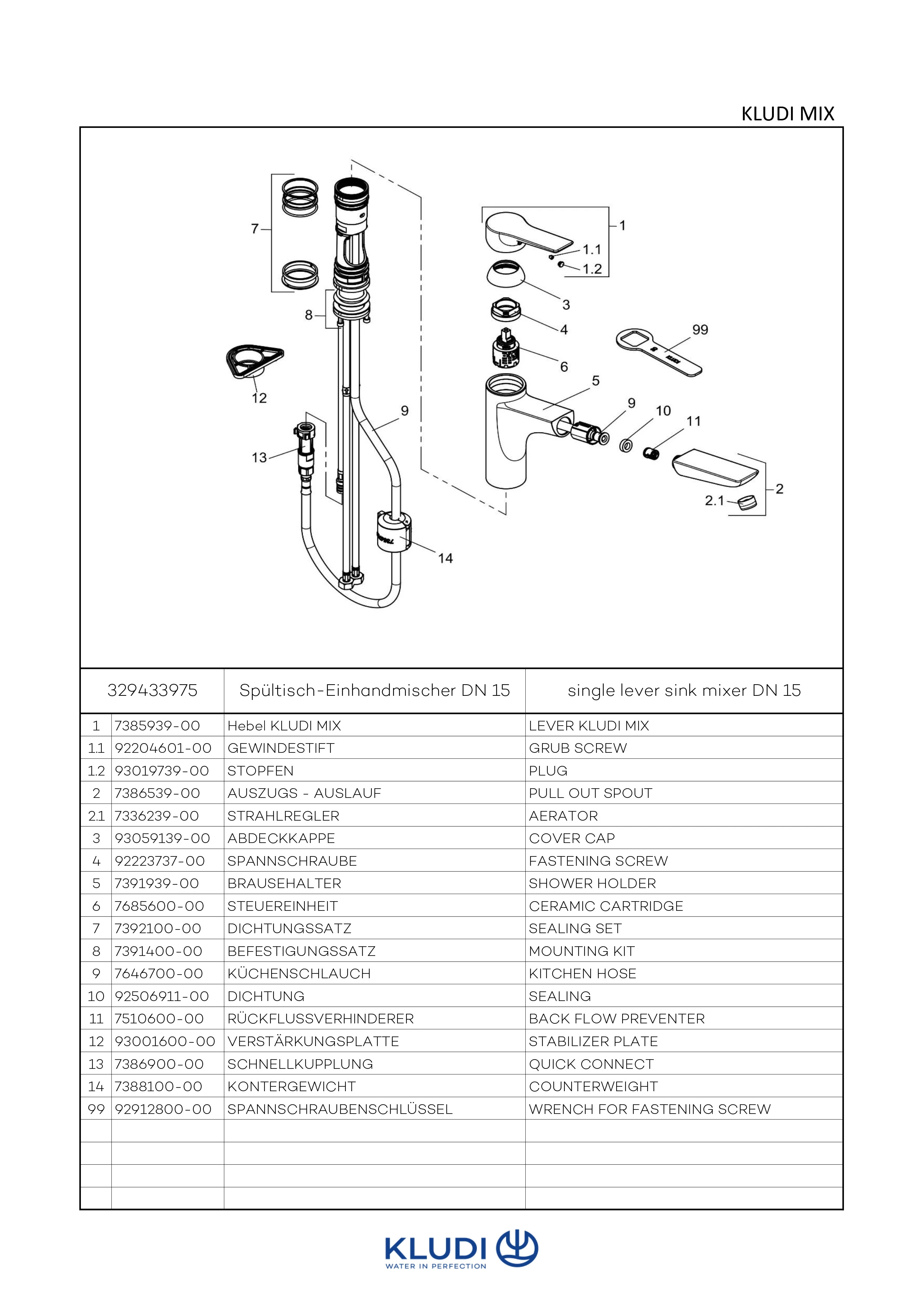 Kludi MIX SPT-EHM Spültisch-Armatur DN 15 mattschwarz Kludi MIX SPT-EHM Spültisch-Armatur DN 15 mattschwarz