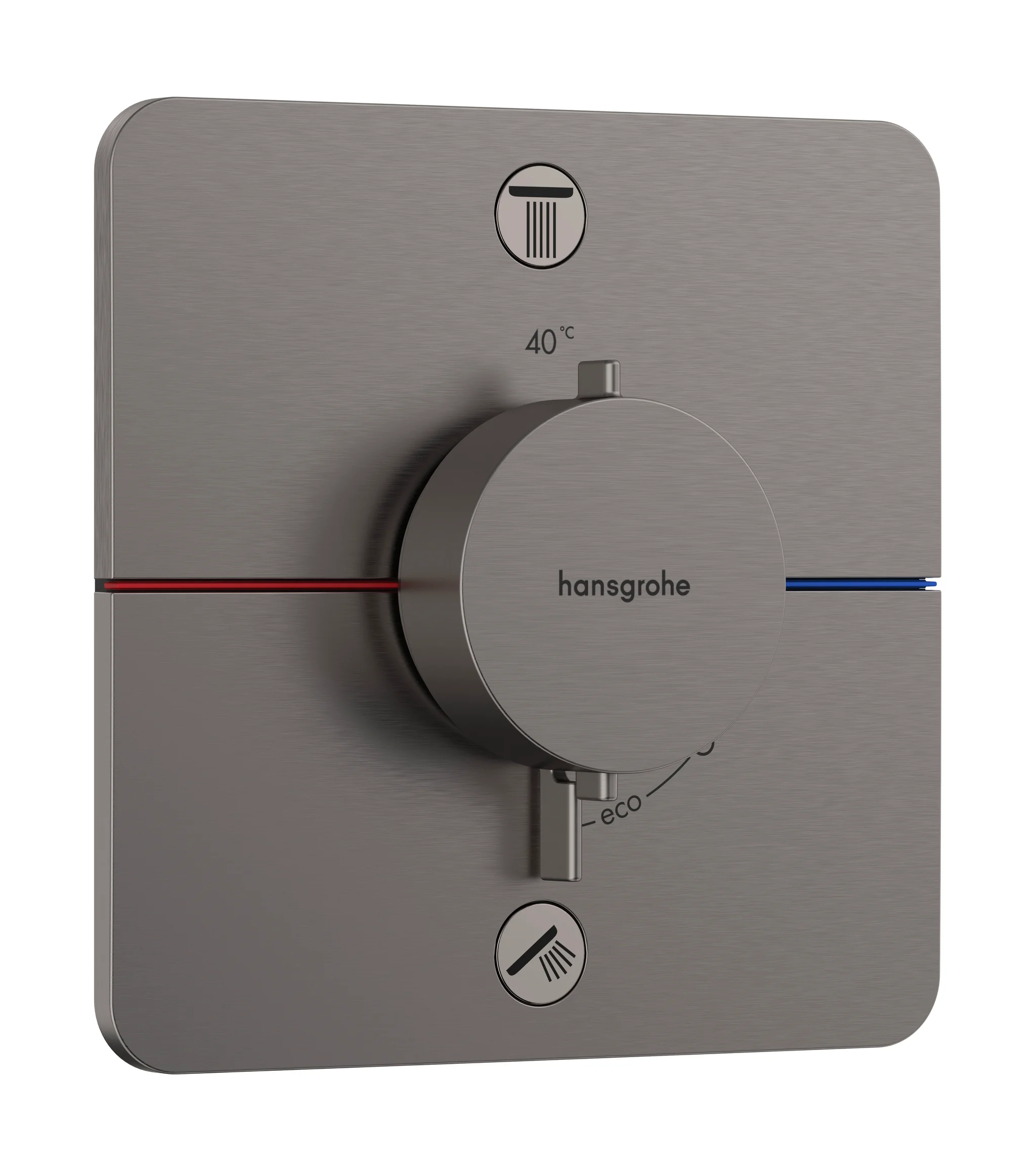 Hansgrohe ShowerSelect Comfort Q Thermostat Unterputz, Brushed Black Chrome, 2 Verbraucher, flache Rosette, einfache Installation