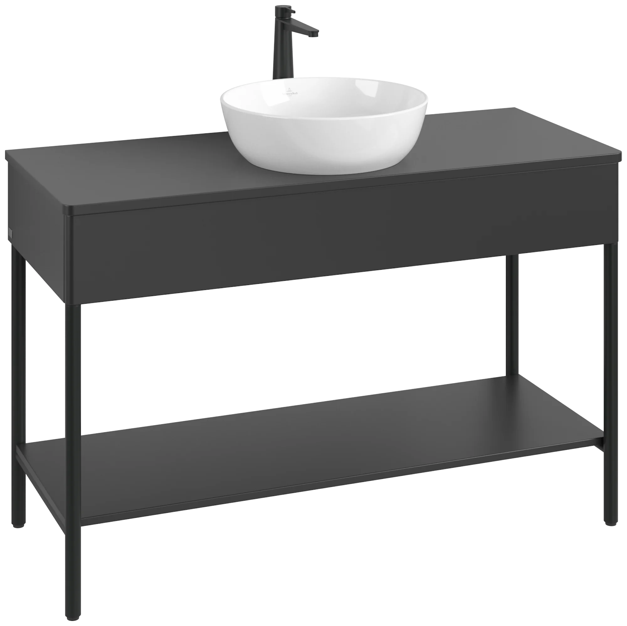 Villeroy & Boch Waschbeckenunterschrank Artis, eckig, Black Matt Lacquer, 1.200 x 782 x 500 mm, mit Metallgestell und Push-to-open Auszug Villeroy & Boch Waschbeckenunterschrank Artis, eckig, Black Matt Lacquer, 1.200 x 782 x 500 mm, mit Metallgestell und Push-to-open Auszug