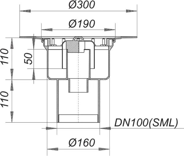 Dallmer Ablaufgehäuse 61 GA DN 100 SML Dallmer Ablaufgehäuse 61 GA DN 100 SML