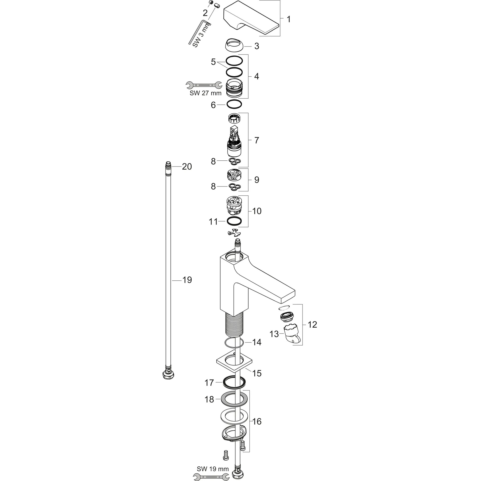 Waschtischmischer 110 Metropol mit Push-Open Ablaufgarnitur chrom
