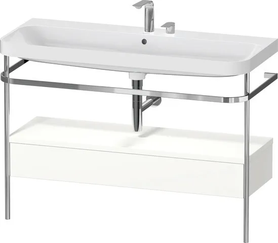 Duravit Waschtischunterschrank c-shaped Set mit Metallkonsole und Schubkasten „Happy D.2 Plus“ 117,5 × 85 × 49 cm Weiß Supermatt Duravit Waschtischunterschrank c-shaped Set mit Metallkonsole und Schubkasten „Happy D.2 Plus“ 117,5 × 85 × 49 cm Weiß Supermatt