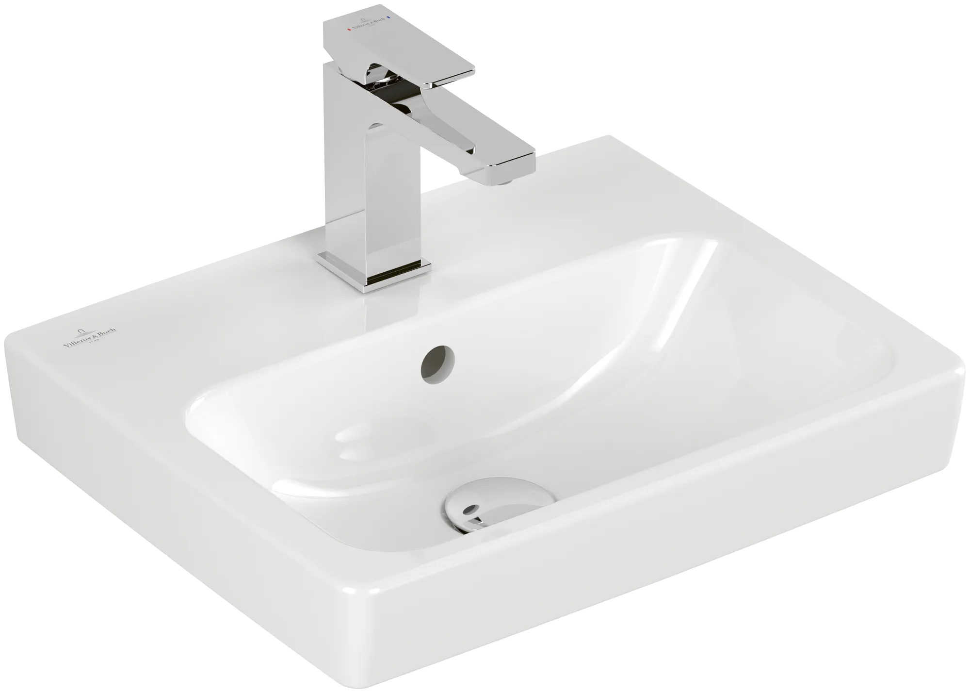 Villeroy & Boch Waschbecken „Architectura“ 450 × 365 × 150 mm, ohne Hahnlochbohrung, für Becken mittig in Weiß Alpin Villeroy & Boch Waschbecken „Architectura“ 450 × 365 × 150 mm, ohne Hahnlochbohrung, für Becken mittig in Weiß Alpin