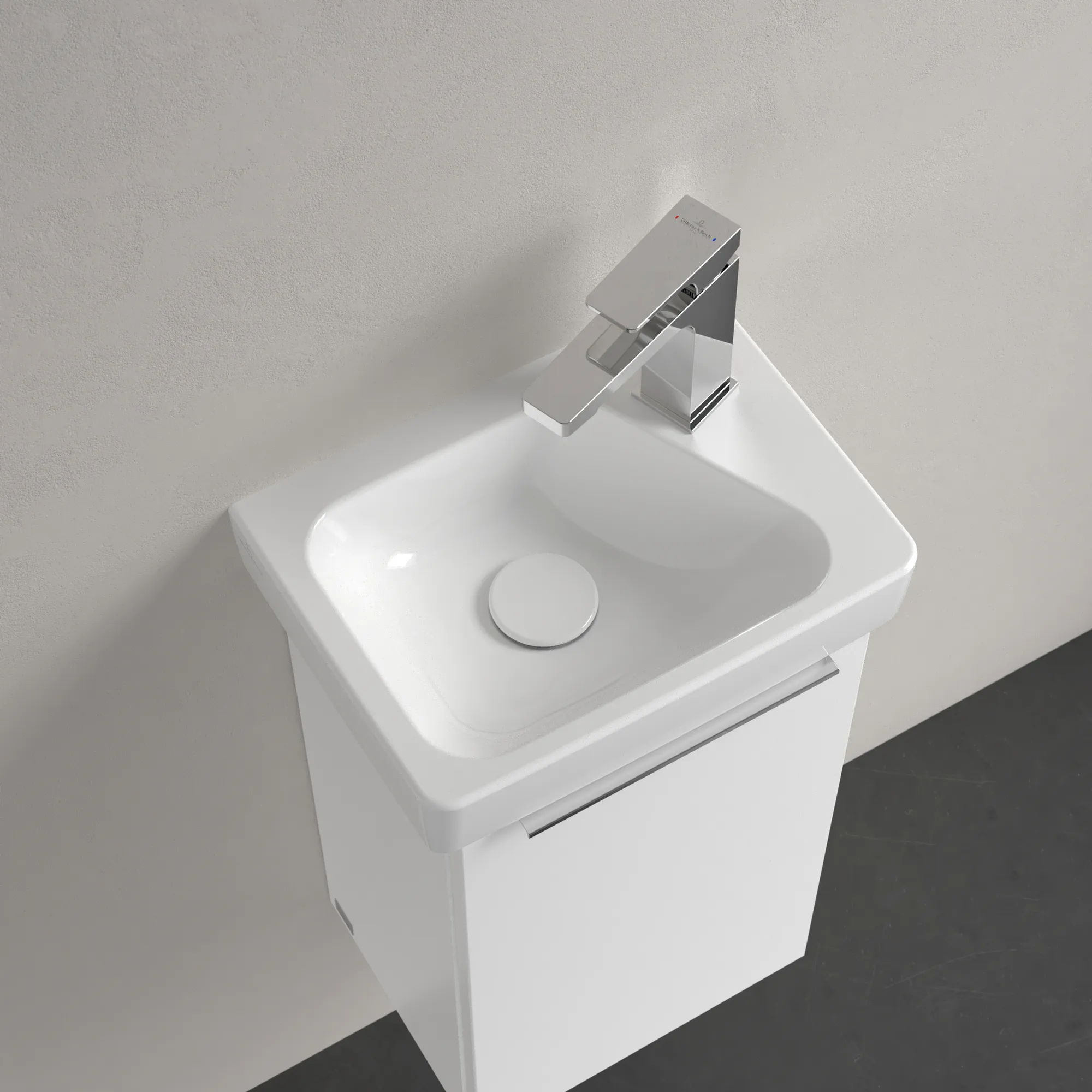 Villeroy & Boch Waschbecken „Architectura“ 360 × 265 × 135 mm, ohne Hahnlochbohrung, für Becken links in Weiß Alpin Villeroy & Boch Waschbecken „Architectura“ 360 × 265 × 135 mm, ohne Hahnlochbohrung, für Becken links in Weiß Alpin