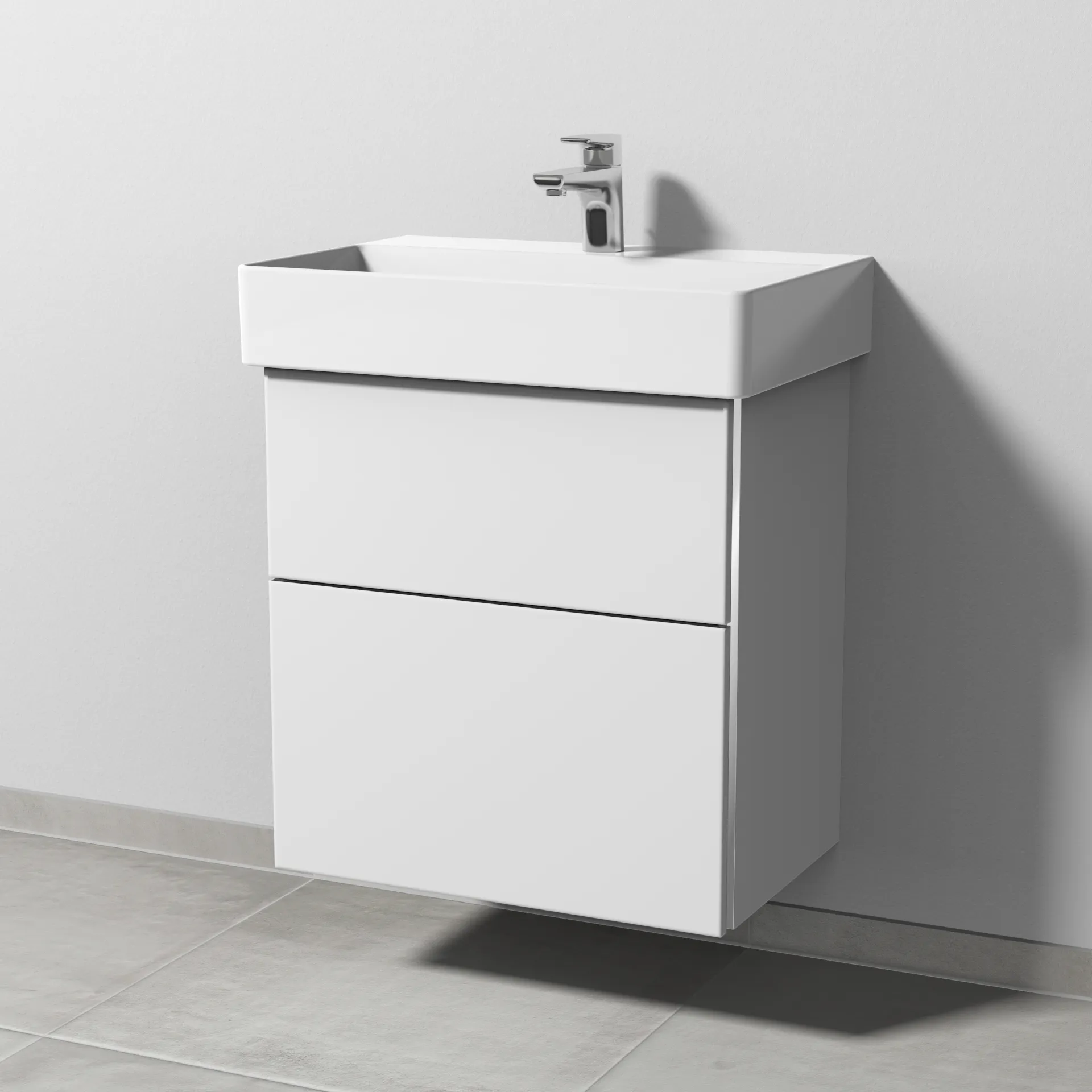 Sanipa Waschtischunterschrank „3way“ passend zu Keramik-Waschtische Dura Square von Duravit 550 × 588 × 377 mm in Weiß-Soft