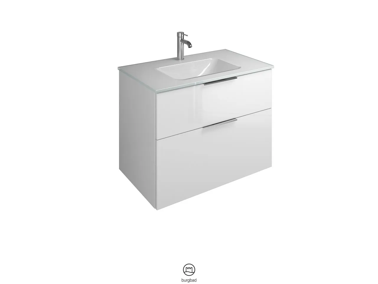 burgbad Badmöbelset Glas-Waschtisch inkl. Waschtischunterschrank „Eqio“ 82 × 61,5 × 49 cm Griff, Chrom (230 mm), in Grau Hochglanz burgbad Badmöbelset Glas-Waschtisch inkl. Waschtischunterschrank „Eqio“ 82 × 61,5 × 49 cm Griff, Chrom (230 mm), in Grau Hochglanz