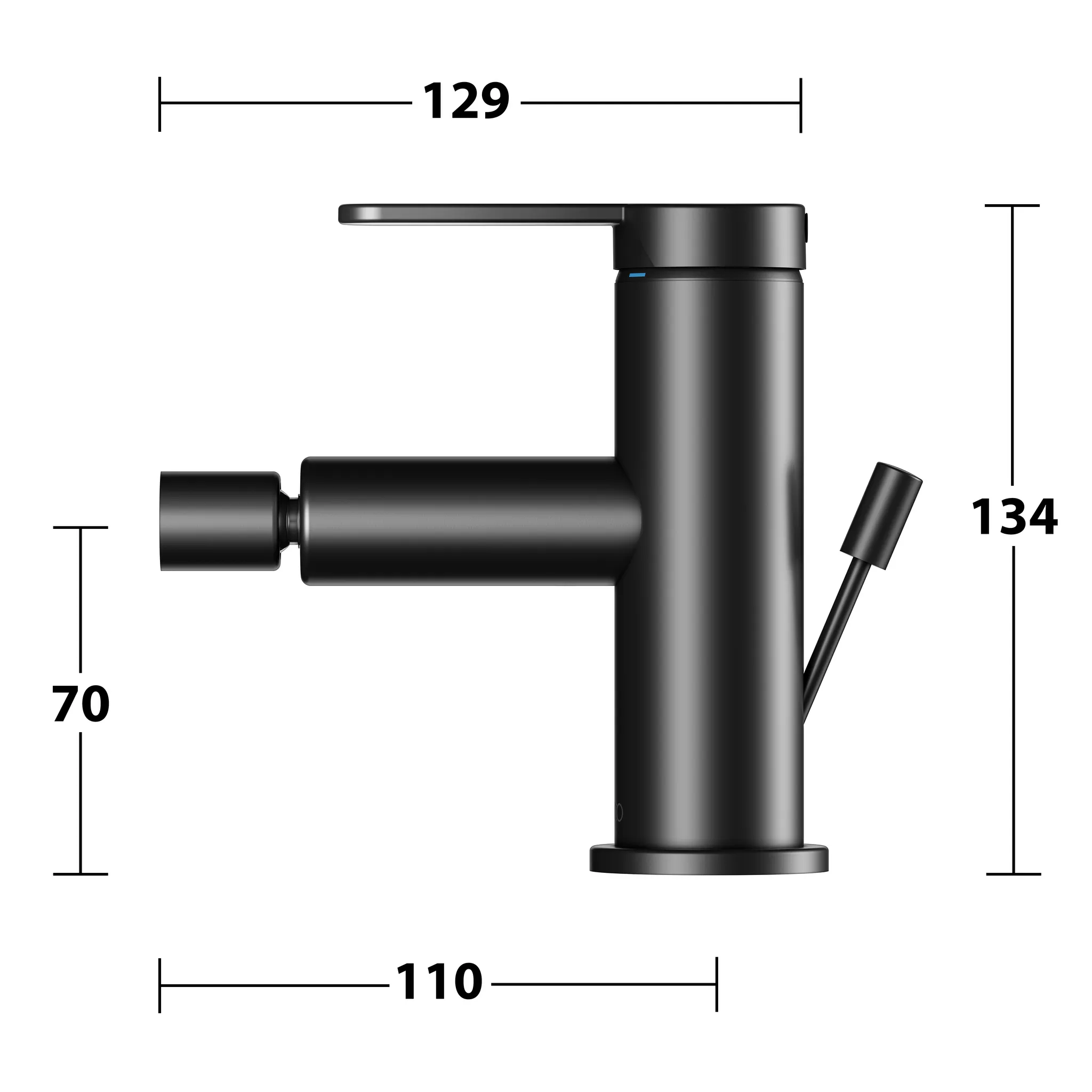 IXMO 59509373000 Einhebel-Bidetmischer mit Zugstangen-Ablaufgarnitur IXMO Flat, Rosette rund/eckig schwarz