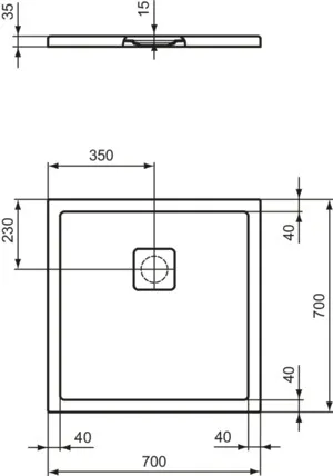 Ideal Standard Duschwanne „UltraFlatEvo“ 70 × 70 cm in Grau matt