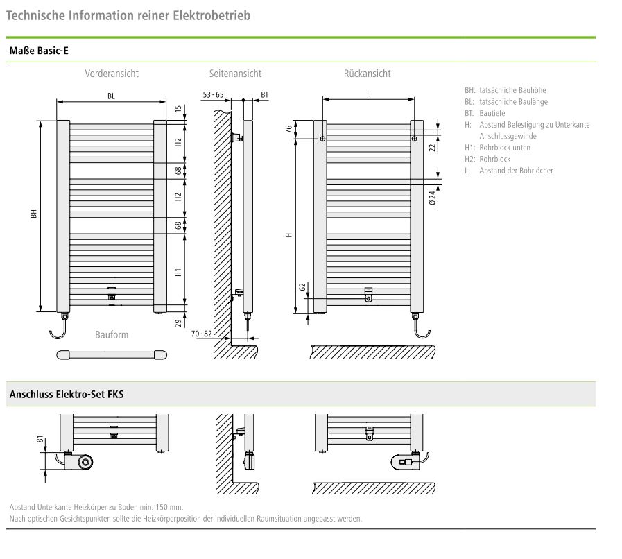 Kermi Elektroheizkörper „Basic®-E“ 89,9 × 117,2 cm in Farbkonzept