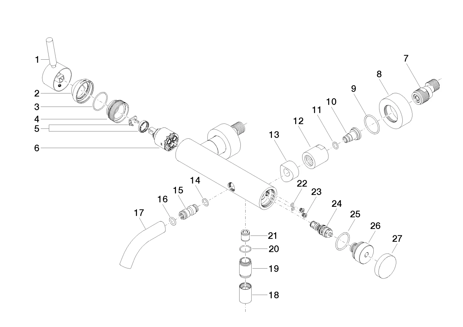 Wannen-Einhandbatterie für Wandmontage ohne Garnitur META Chrom 33200660 Wannen-Einhandbatterie für Wandmontage ohne Garnitur META Chrom 33200660