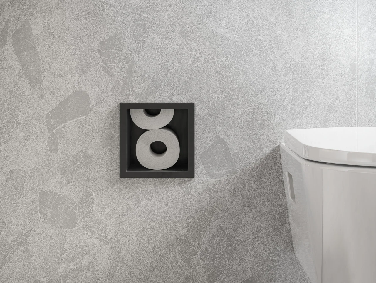 Hansgrohe XtraStoris Original Einbau Toilettenpapierhalter mit Vorratsbehälter für 6 Rollen, mattschwarz, Einbautiefe 140 mm
