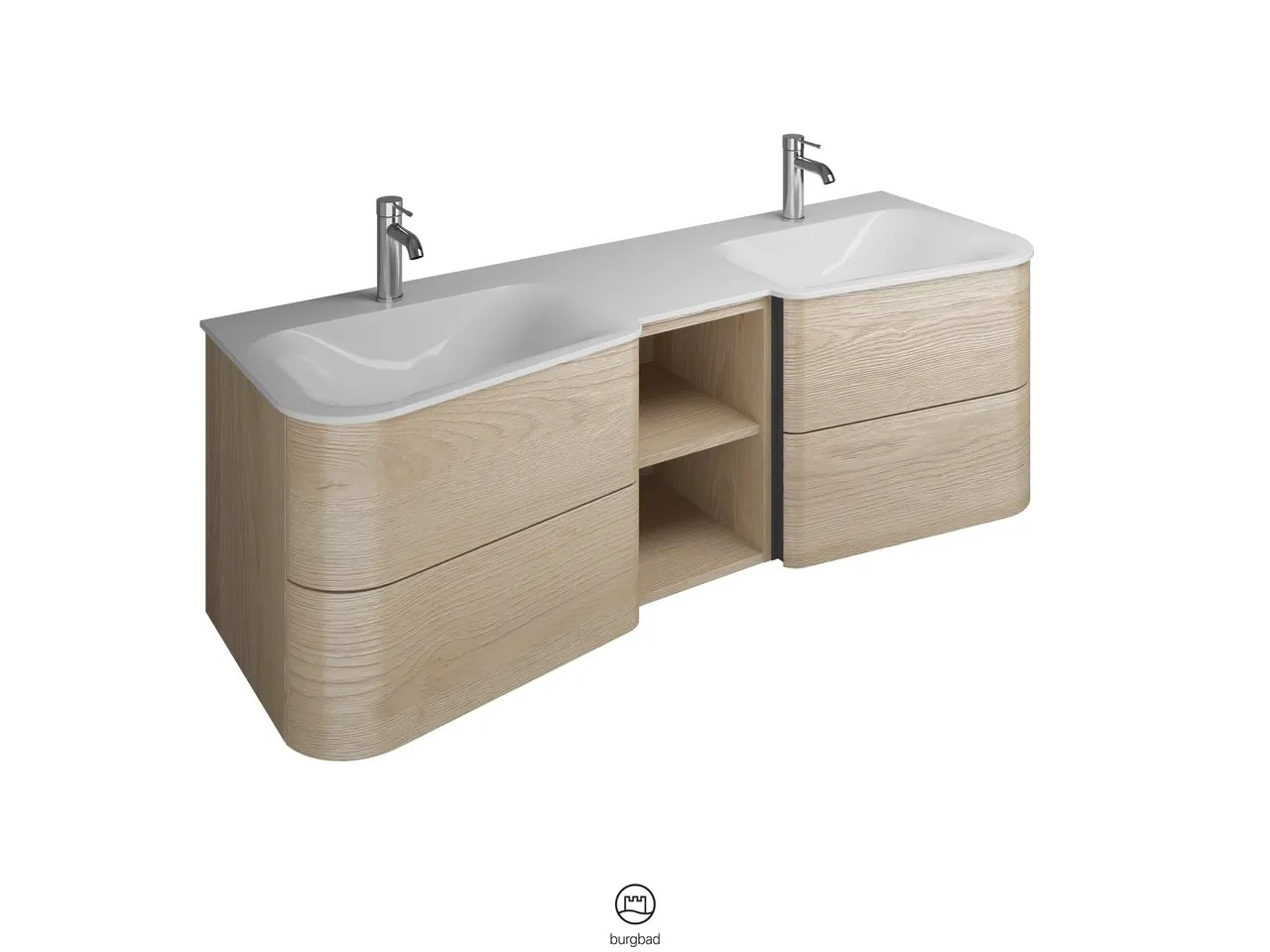 burgbad Badmöbelset „Badu“ Griffleiste, Anthrazit eloxiert, in Frassino Dekor burgbad Badmöbelset „Badu“ Griffleiste, Anthrazit eloxiert, in Frassino Dekor