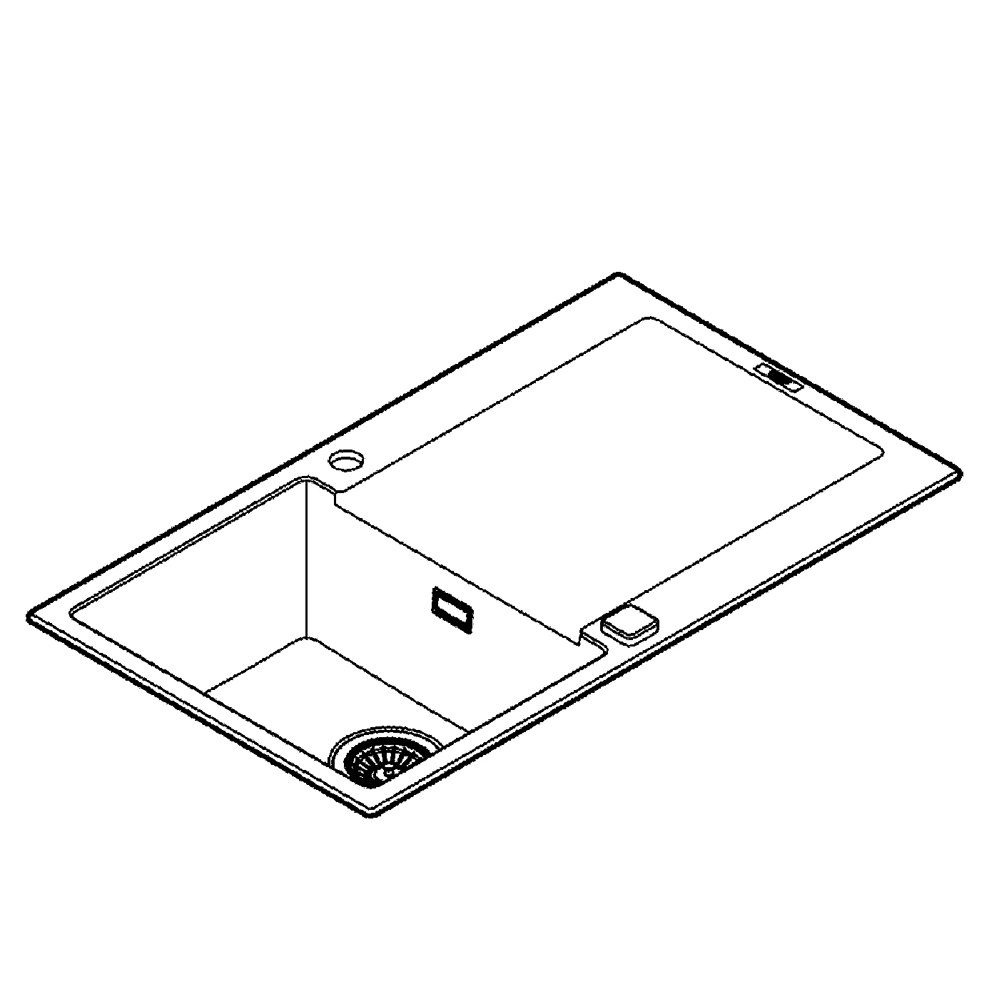 Kompositspüle K500 31644, mit Abtropffläche, Modell: K500 50-C 86/50 1.0 rev, Montageart: Standard-Einbauspüle, Maße: 860 x 500 mm, 1 Becken: 347 x 440 x 200 mm, granit schwarz