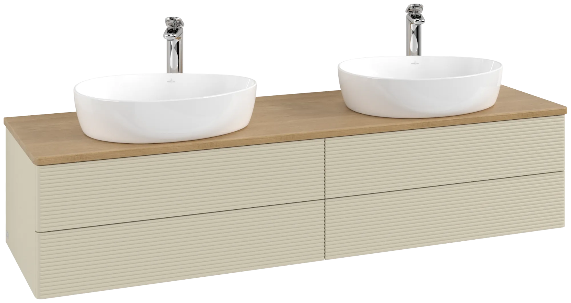 Villeroy & Boch Antao Waschbeckenunterschrank L28_5, 1600x360x500 mm, Silk Grey Matt Lacquer / Honey Oak