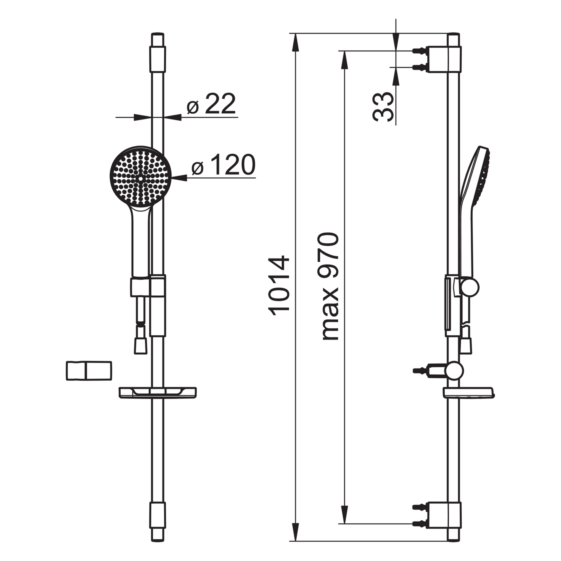 HA Wandstangengarnitur HANSAACTIVEJET 8437 1-strahlig Chrom/Hellgrau