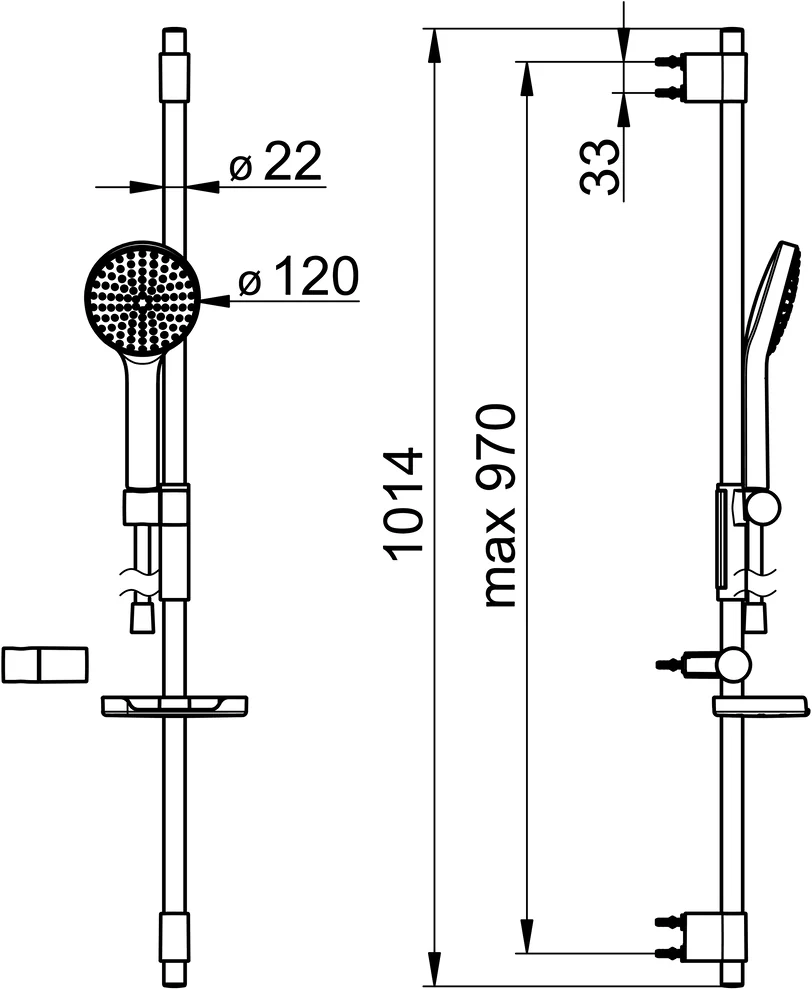 HansaACTIVEJET Wandstangen-Brausenset Hansaactivjet 8437 Chrom/Hellgrau 1-strahlig