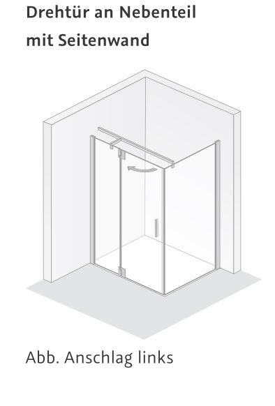 HSK Drehtür an Nebenteil für Seitenwand „K2P“ Glas Mattglas, Profile Chromoptik (Alu Hochglanz poliert), Scharniere nicht pendelbar, H: 2000 mm HSK Drehtür an Nebenteil für Seitenwand „K2P“ Glas Mattglas, Profile Chromoptik (Alu Hochglanz poliert), Scharniere nicht pendelbar, H: 2000 mm