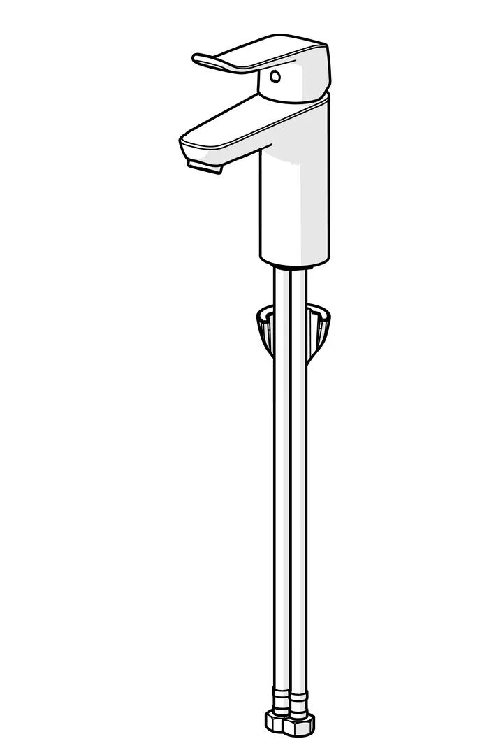 HansaCARE Einhebelmischer Waschtischbatterie HansaCARE 4602 Bedienungshebel lang Ausladung 114 mm DN15 Chrom