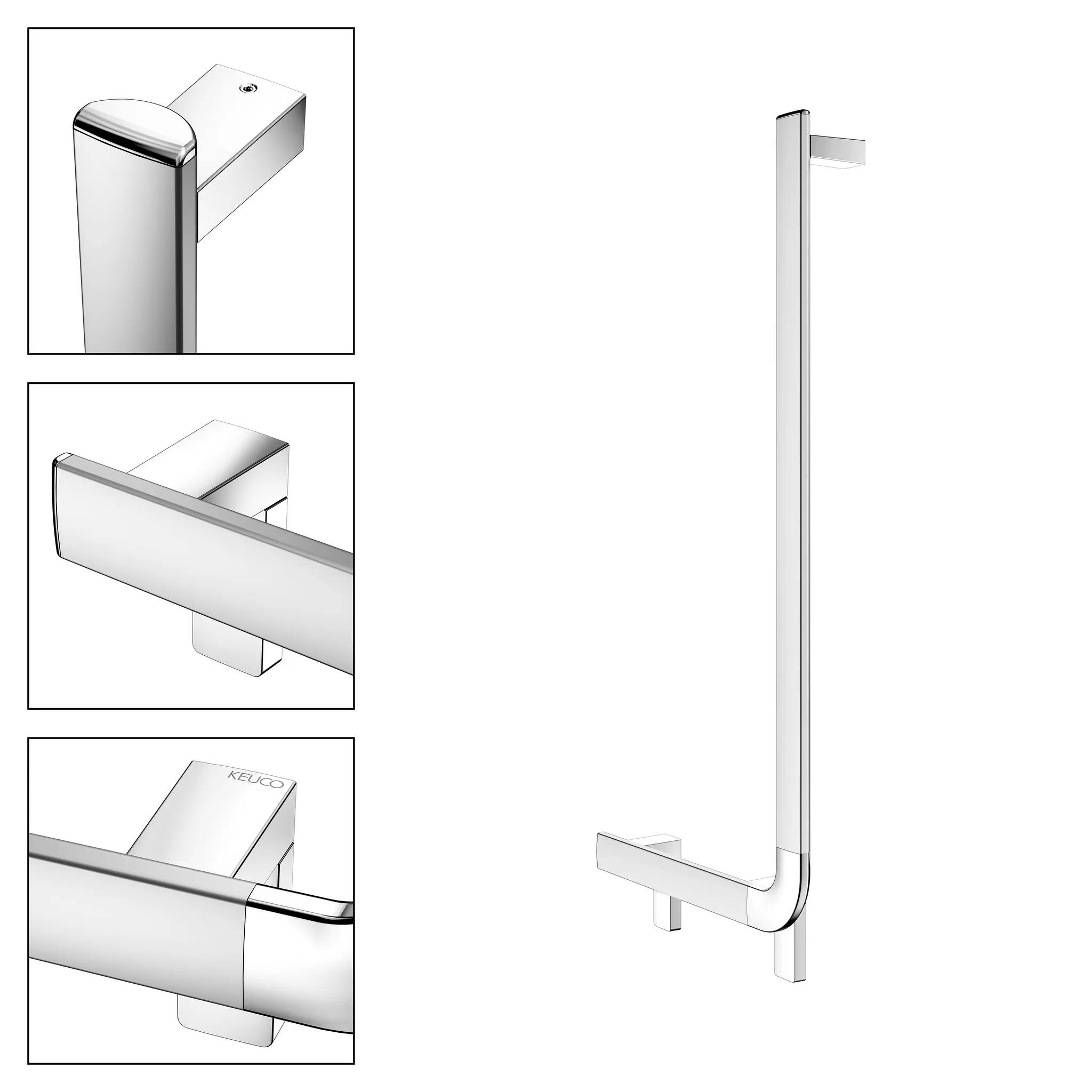 KEUCO Winkelgriff „Axess“ 400 × 800 mm Ausführung rechts, in Silber (eloxiert)