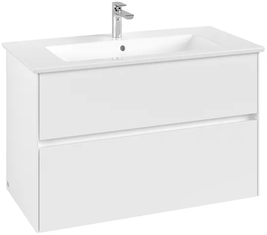 Villeroy & Boch Waschtischunterschrank „Collaro“ 961 × 610 × 480 mm Weiß Matt, ohne Beleuchtung, für Becken mittig