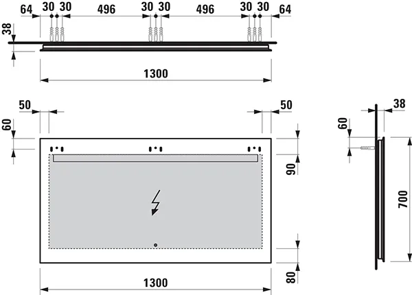 Laufen Spiegel LEELO LED-Beleuchtung 1300x700 Aluminiumrahmen Touchschalter Ein-Aus-Dimmer 4000K IP44 Laufen Spiegel LEELO LED-Beleuchtung 1300x700 Aluminiumrahmen Touchschalter Ein-Aus-Dimmer 4000K IP44