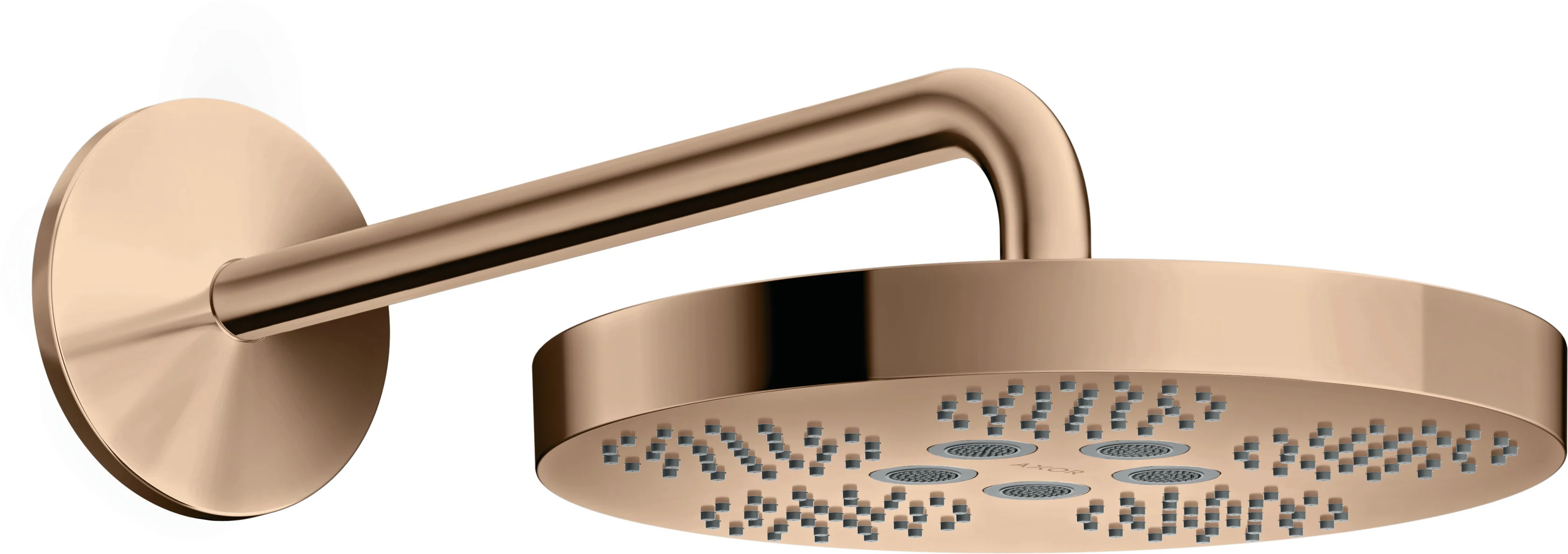 Hansgrohe AXOR One Kopfbrause 1-Jet in Polished Red Gold, 280 mm, Brausearm PRG, 390 mm, für Durchlauferhitzer geeignet Hansgrohe AXOR One Kopfbrause 1-Jet in Polished Red Gold, 280 mm, Brausearm PRG, 390 mm, für Durchlauferhitzer geeignet