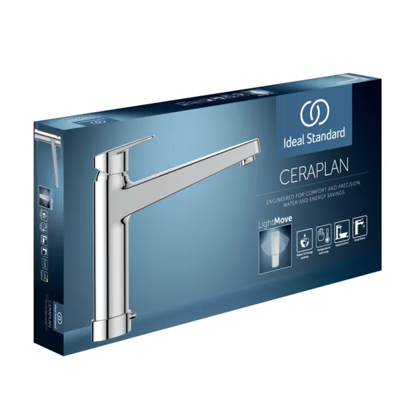 Küchenarmatur Ceraplan mit hohem Auslauf Ausladung 210mm mit Absperrventil Chrom Küchenarmatur Ceraplan mit hohem Auslauf Ausladung 210mm mit Absperrventil Chrom