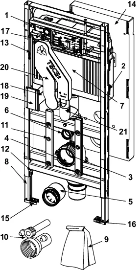 TECElux WC-Modul 400 Bauhöhe 1120 mm höhenverstellbar, mit Geruchsabsaugung