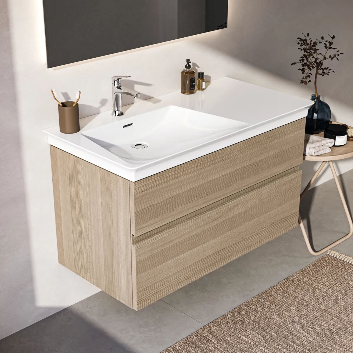 Ideal Standard Waschtischunterschrank „Finesse“ 100 × 55 × 50,5 cm Eiche weiß
