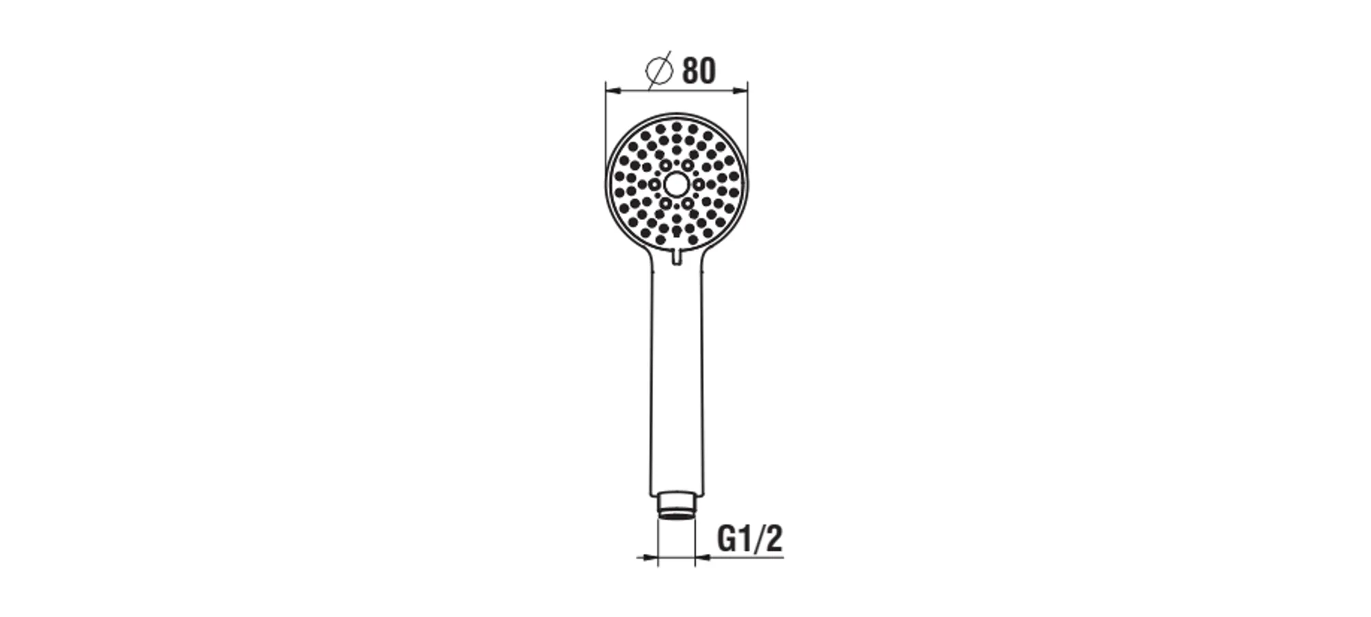 Handbrause Stella 80 1F, Brausestrahl: Rainspray Mit RubiClean Selbstreinigender Strahlformer Verkalkungsarm Durchfluss: 8.5 l/min (3 bar) chrom