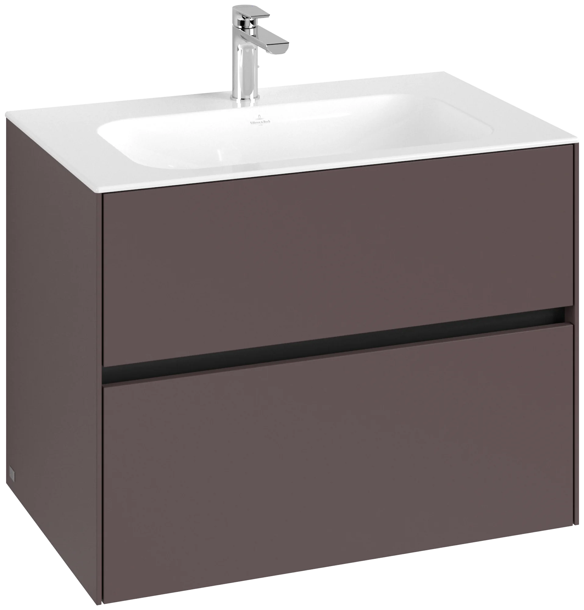 Villeroy & Boch Waschbeckenunterschrank Collaro, eckig, Dark Berry, 796x603x498 mm, 2 Auszüge mit SoftClosing, mittige Wannenposition