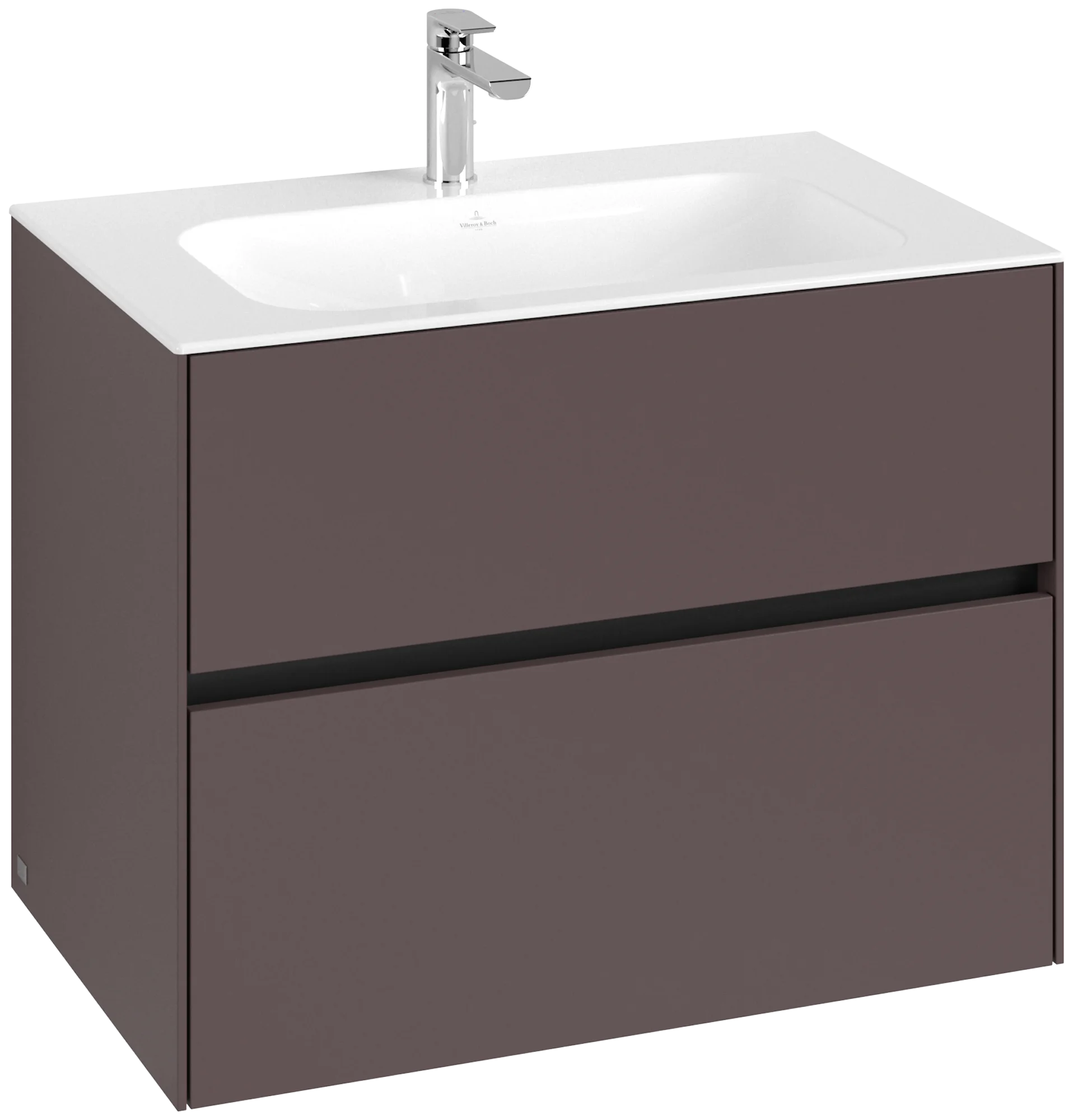 Villeroy & Boch Waschbeckenunterschrank Collaro, eckig, Dark Berry, 796x603x498 mm, 2 Auszüge mit SoftClosing, mittige Wannenposition