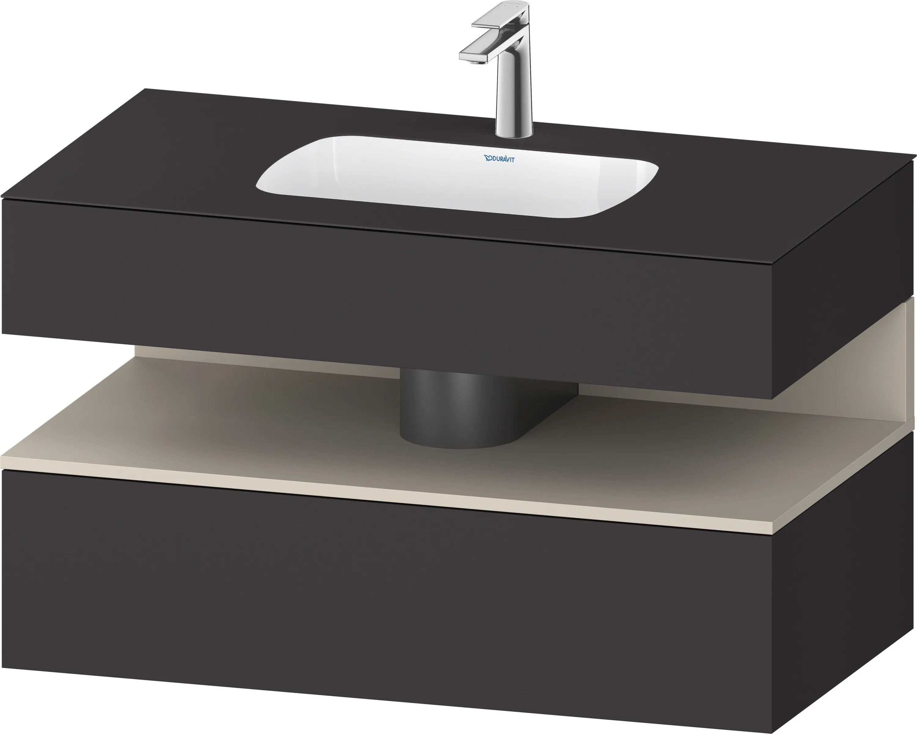 Einbauwaschtisch mit Konsolenwaschtischunterbau „Qatego“ 100 × 55 × 60 cm, mit Beleuchtung Einbauwaschtisch mit Konsolenwaschtischunterbau „Qatego“ 100 × 55 × 60 cm, mit Beleuchtung