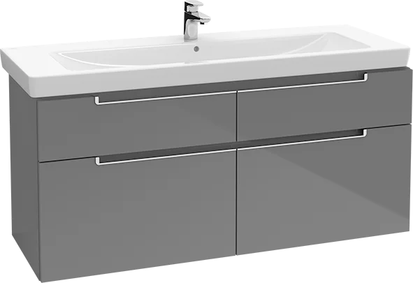 Villeroy & Boch Waschtischunterschrank „Subway 2.0“ 128,7 × 59 × 44,9 × 44,9 cm Soft Grey, mittig, ohne Beleuchtung