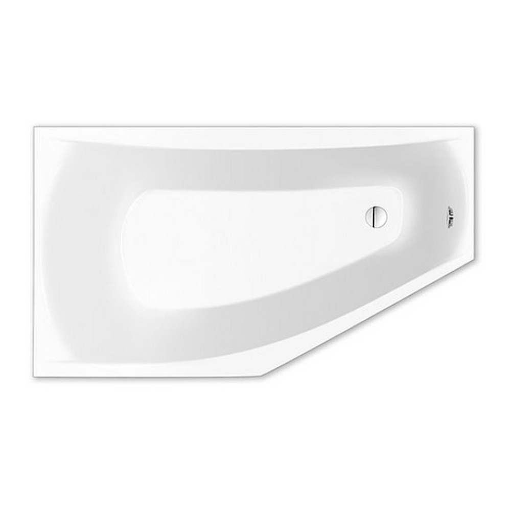 repaBAD Badewanne „Arosa“ fünfeck 160 × 90 cm, rechts, Fußablauf in Weiß