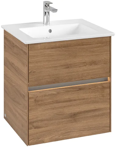 Villeroy & Boch Waschtischunterschrank „Collaro“ 561 × 610 × 480 mm Kansas Oak, mit Beleuchtung, für Becken mittig