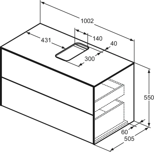 Ideal Standard Waschtischunterschrank „Conca“ 100,2 × 55 × 50,5 cm Walnuss dunkel Furnier Ideal Standard Waschtischunterschrank „Conca“ 100,2 × 55 × 50,5 cm Walnuss dunkel Furnier