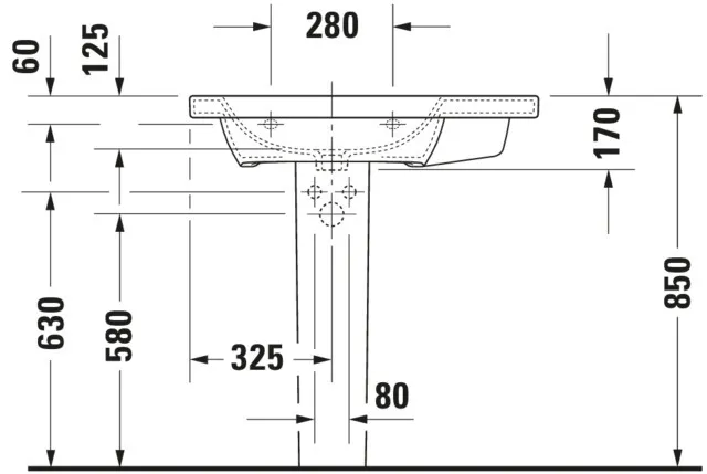 Wandwaschtisch „DuraStyle“, mit Überlauf, Hahnlochposition mittig Wandwaschtisch „DuraStyle“, mit Überlauf, Hahnlochposition mittig